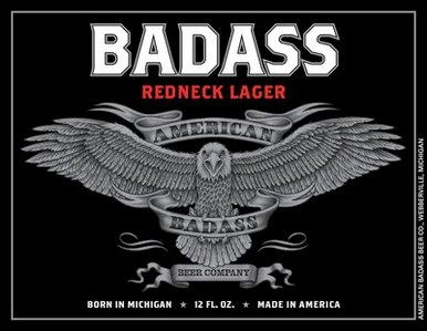 BADASS Redneck Lager Beer by Kid Rock Label Sticker