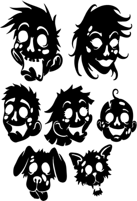 Zombie Family Heads Decals