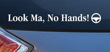 LOOK MA NO HANDS TESLA DECALS PAIR