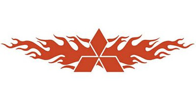 Mitsubishi Flames Back Window Graphic