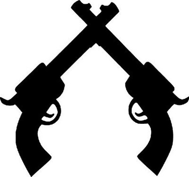 Hand Gun Crossbones Decal