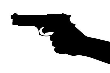 shooting a hand gun pistol car window-sticker