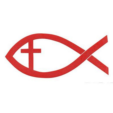 Jesus Fish with Cross Vinyl Window Sticker 1870