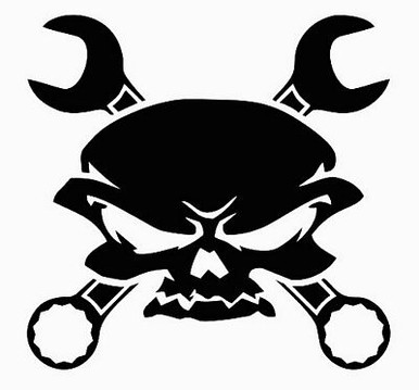 Skull with Wrenches Crossbones Die Cut Decal