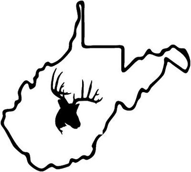 wv deer hunting ANY STATE OUTLINE decal