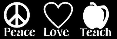 peace love teach decal heart die cut car decal