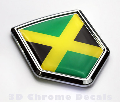 Jamaica Flag Jamaican Emblem Chrome Car Decal Sticker