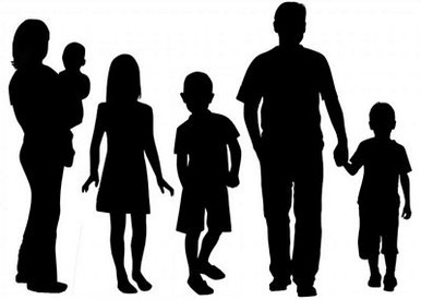 Family in silhouette decal