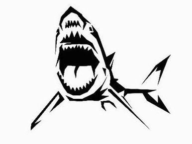 sharke bite die cut fishing decal