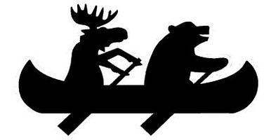 Bear And Moose Canoe Sticker