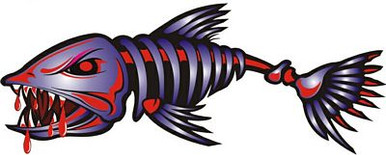 1 bloody fish boat stickers LEFT