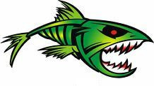1 mean fish boat decal green RIGHT