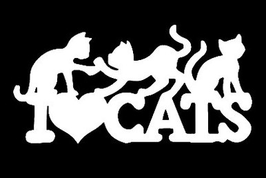 I LOVE CATS DIE CUT VINYL ANIMAL STICKER
