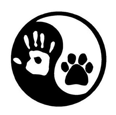 YIN YANG MAN AND DOG STICKER