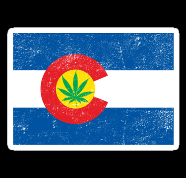 colorado flag with leaf WEATHERED sticker 2