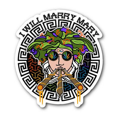 i will marry mary weed sticker