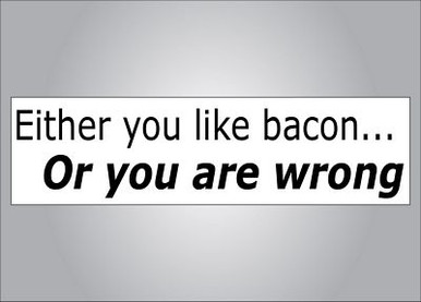 Either you like bacon or youre wrong bumper sticker