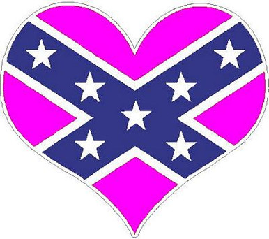 rebel flag heart sticker HOT PINK