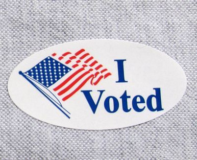 I VOTED OVAL POLITICAL STICKERS PAIR