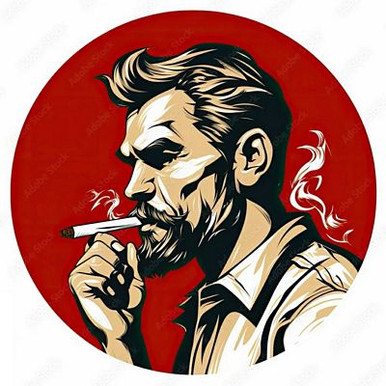 SMOKING GUY ROUND STIKCER