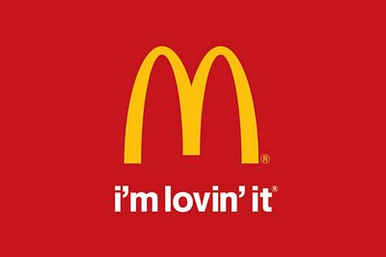 McDonalds i'm lovin it logo red rectangle sticker