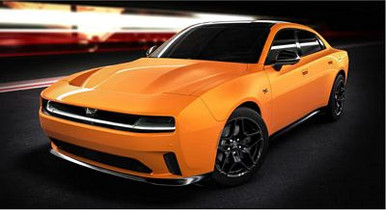 DODGE CHALLENGER ELECTRIC ORANGE car pic sticker