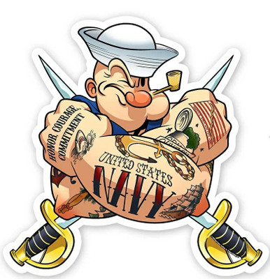 POPEYE NAVY STRONG CARTOON STICKER