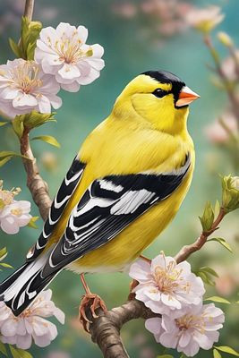 YELLOW FINCH BIRD AI ART STICKER 19