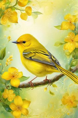 YELLOW FINCH BIRD AI ART STICKER 22