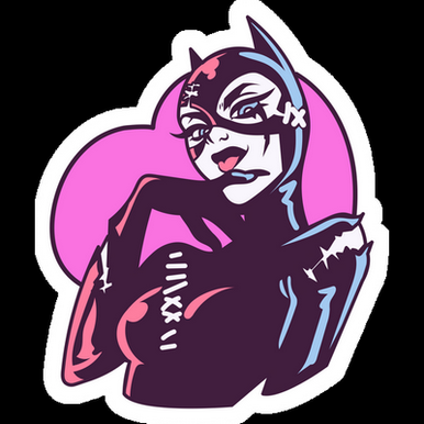 cat woman heart batman sticker