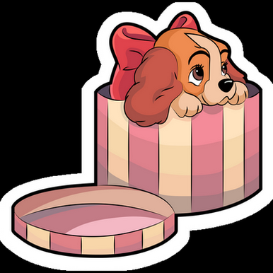lady and the tramp collette present cartoon sticker
