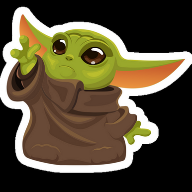 baby yoda trying to reach stuff cartoon sticker