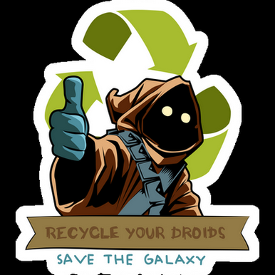 star wars jawa recycle cartoon sticker