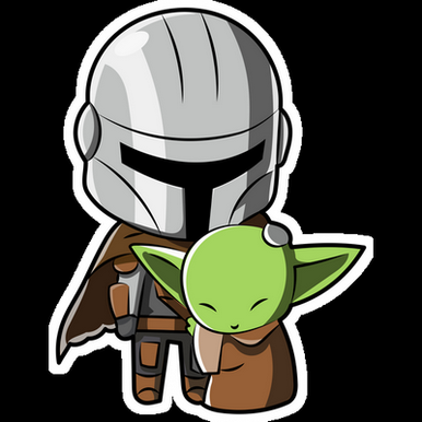 star wars mando grogu cartoon sticker