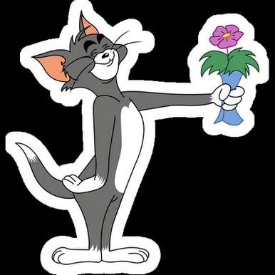 tom gives flowers cartoon sticker