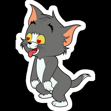 tom is small and in love cartoon sticker