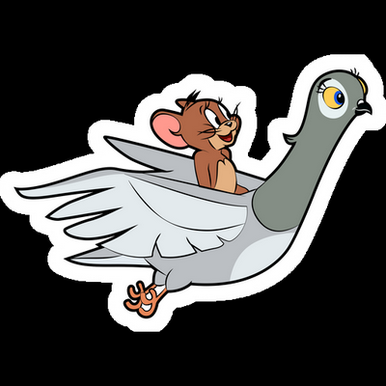 tom jerry flying pigeon cartoon sticker