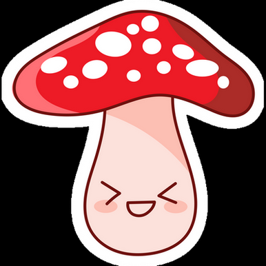 laughing mushroom cartoon food sticker