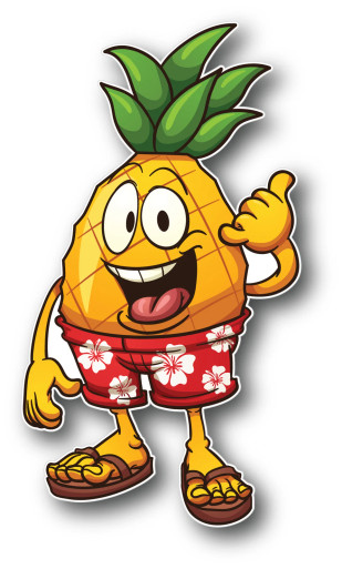 happy pineapple Hawaiian sticker