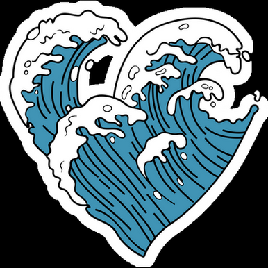 ocean wave heart cartoon sticker
