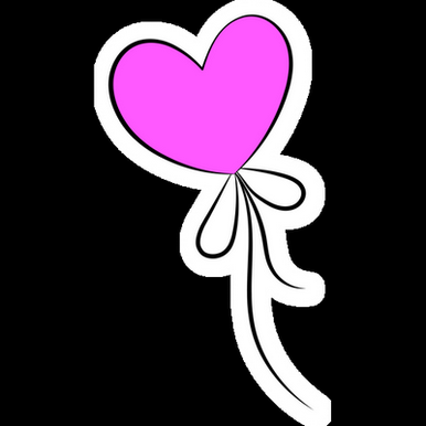 pink heart balloon cartoon sticker