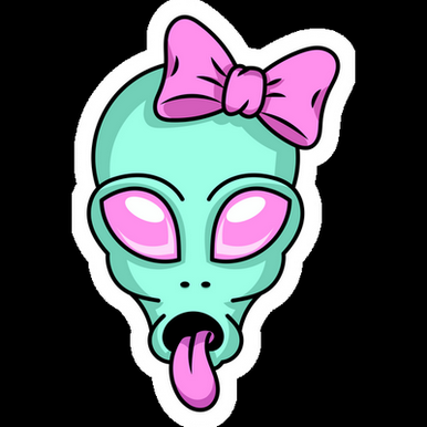 alien shows tongue weatherproof vinyl sticker