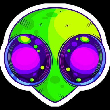 big eyed alien weatherproof vinyl sticker