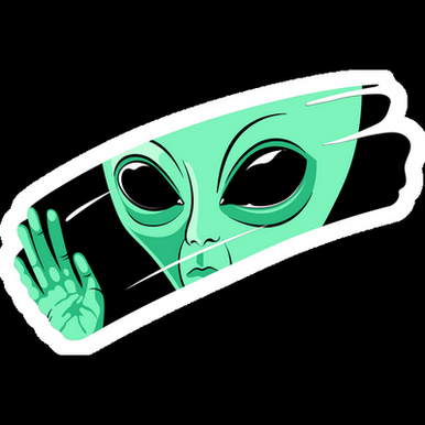 green alien behind the glass weatherproof vinyl sticker