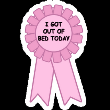 award badge got out of bed today girl sticker