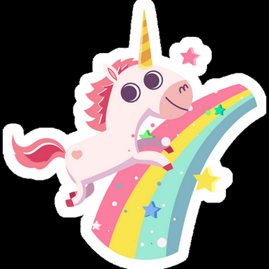 unicorn with rainbow girl sticker