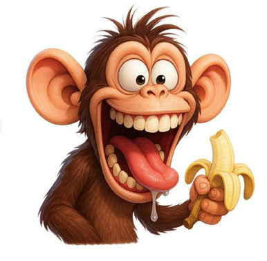 Funny Monkey with Banana Cartoon Sticker
