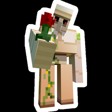 minecraft iron golem flower gamer sticker