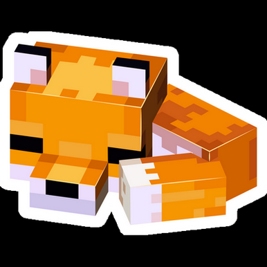 minecraft sleeping baby fox gamer sticker