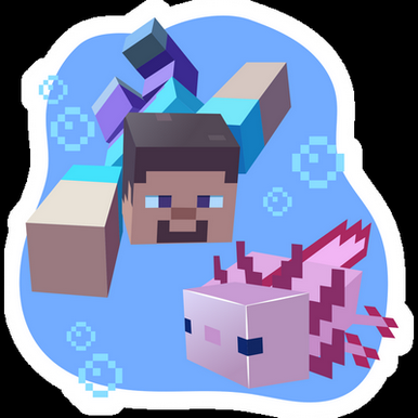 minecraft steve axolotl gamer sticker